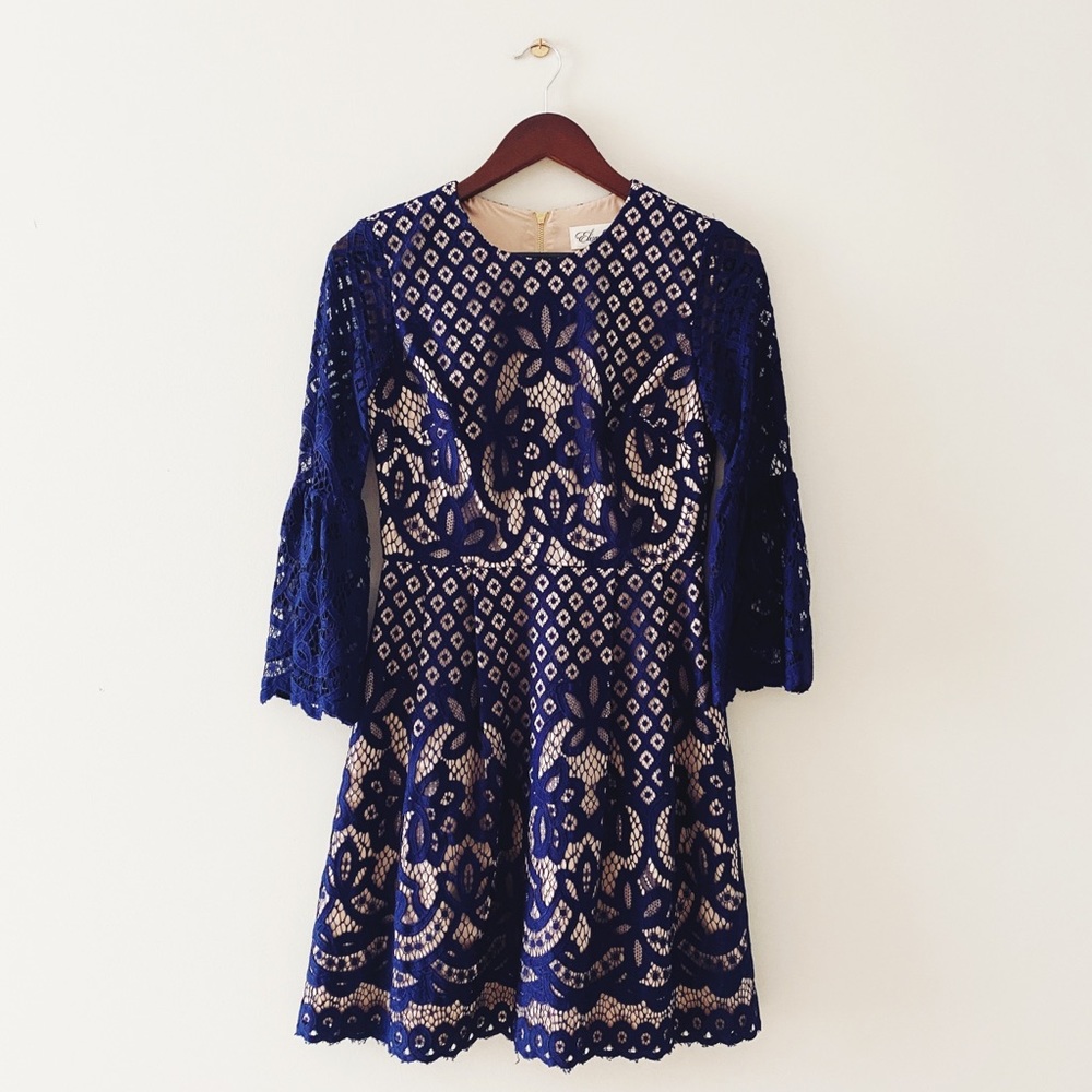 Eliza J • Bell Sleeve Lace Fit & Flare Dress